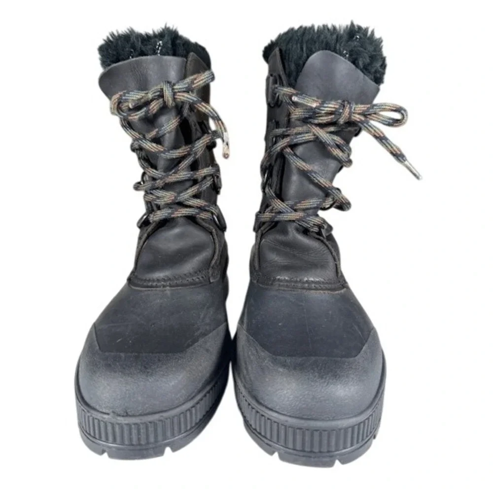 Sorel Badger Women's Black Leather Waterproof Winter Snow Boots Fur Lined - 7‎